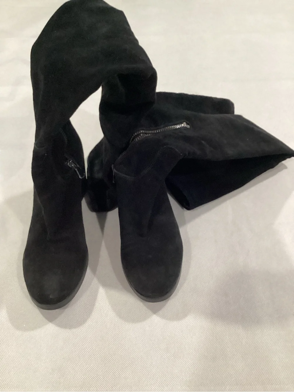 Vero Cuoio Black Over-the-Knee Suede Block Heel Boots made in Italy size 7.5